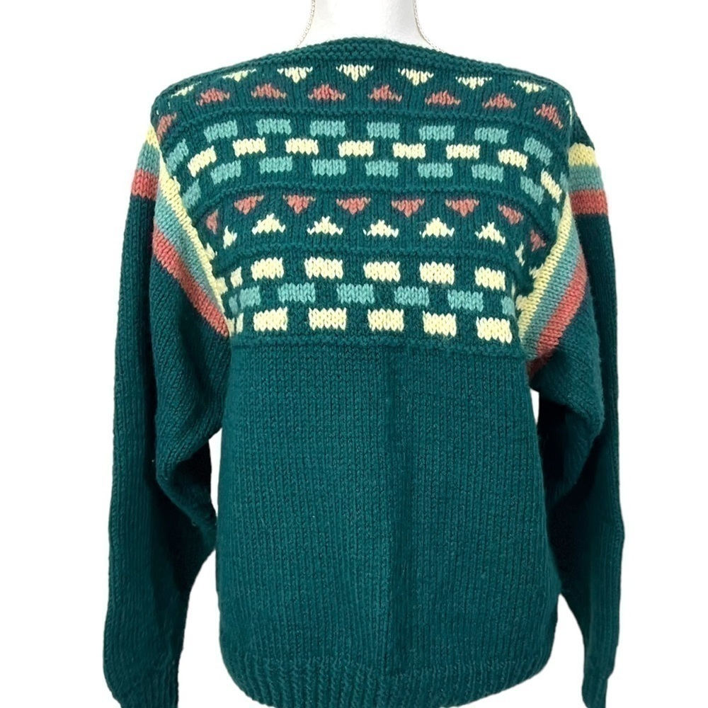 Vintage Handmade Boatneck Sweater Geometric Print